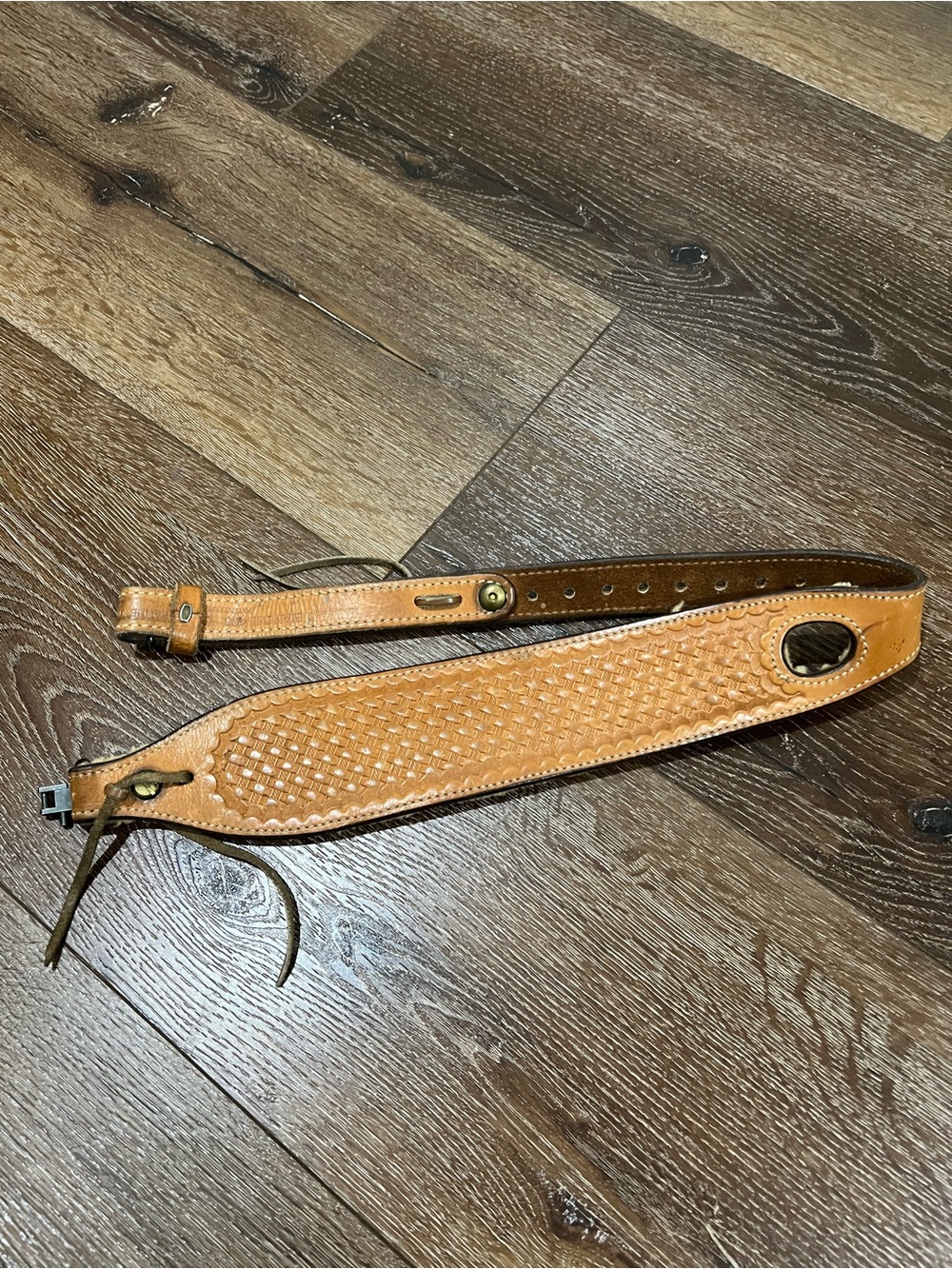 Vintage bianchi cobra grande #73 tooled leather backed rifle sling brown